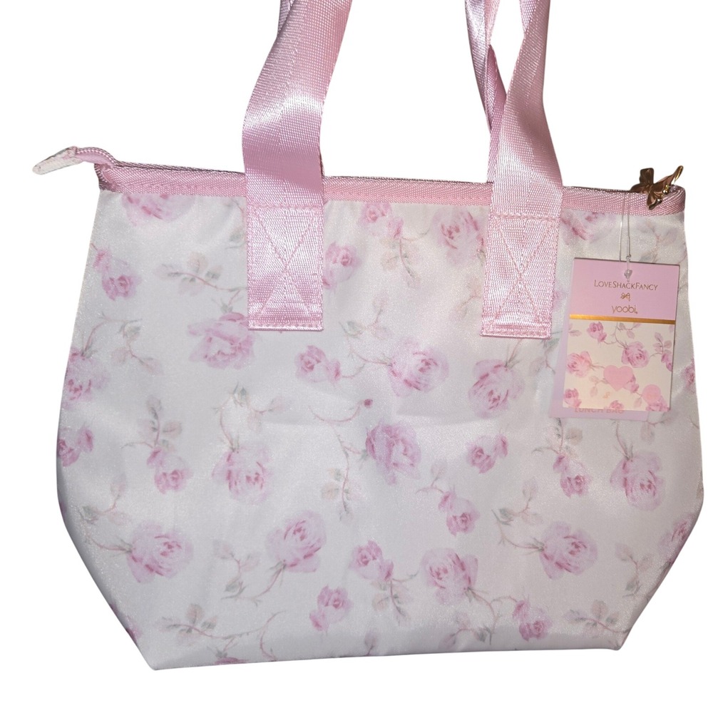 LoveShackFancy Yoobi Lunch Bag Tote Womens OS Pink New Floral Insulated Zipper - Picture 2 of 5